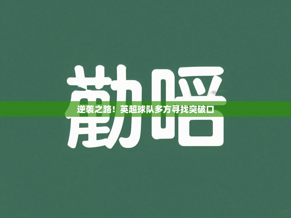 逆袭之路！英超球队多方寻找突破口  第1张